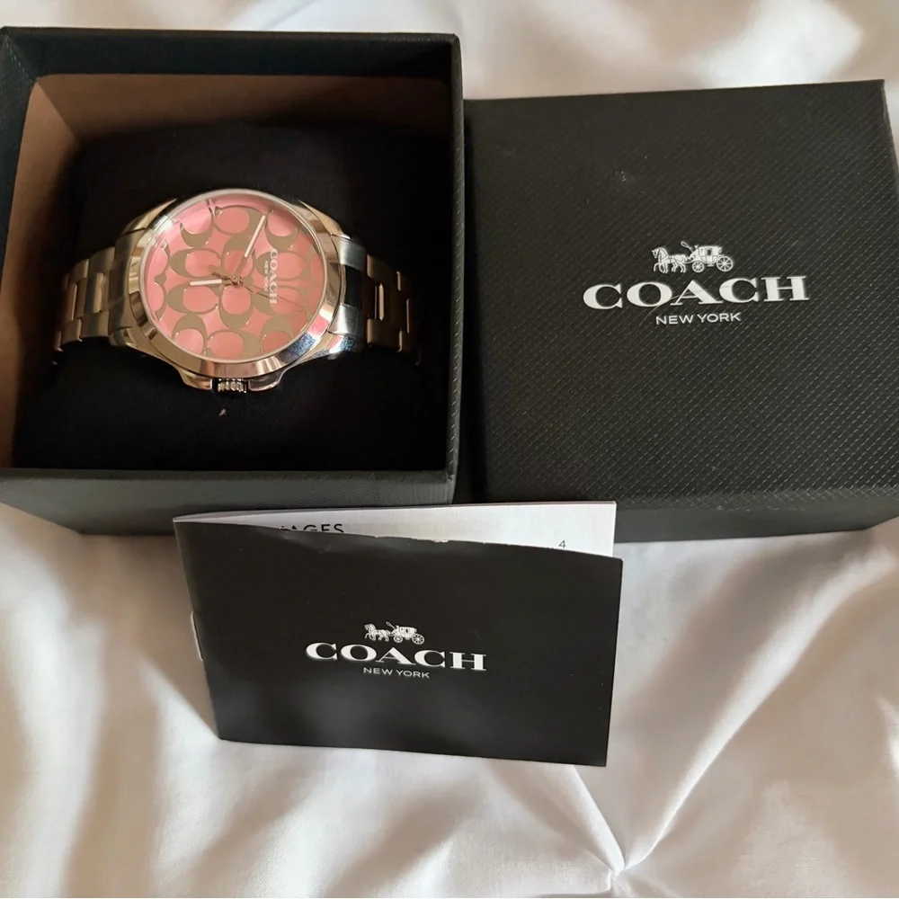 Coach Pink Dial Silver Bracelet Watch